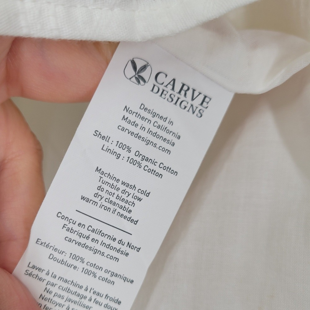 Carve Designs Midi Dress Womens Large White Organic Cotton Tie Back NWT Rayne - Picture 11 of 13